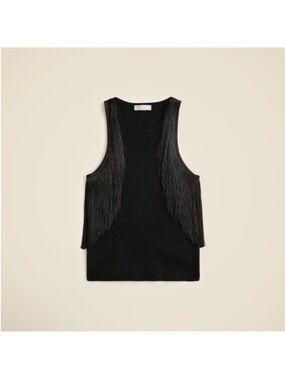 J.Crew Cashmere Fringe-Trim Sweater-tank in Black size XL